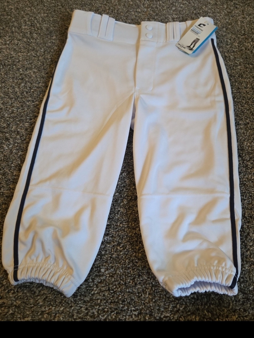 White Kids Baseball Pants with Black Side Stripe - Unbranded